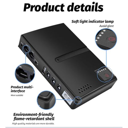 UPS 5V 15V 24V POE 5V 9V 12V Uninterruptible Power Supply, USB 18W Output DC Mini UPS Battery Backup for Camera Router Optical Modem, Compact Basic Standby UPS System (US Plug)