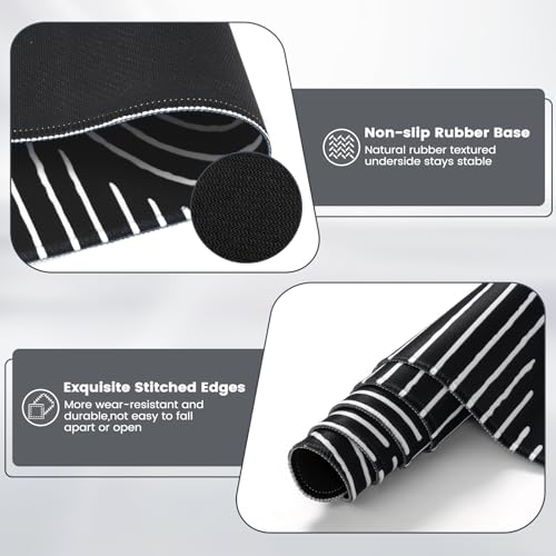 iCasso Black Desk Mat, Large Mouse Pad for Desk, Computer Pad for Desktop - color: Line-Black