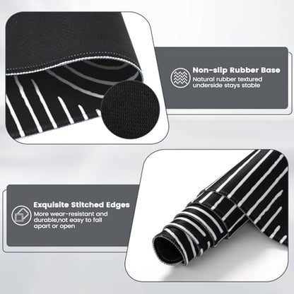 iCasso Black Desk Mat, Large Mouse Pad for Desk, Computer Pad for Desktop - color: Line-Black