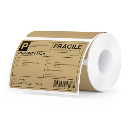 MUNBYN 4x3 Thermal Labels, 500 Sheets/1 Roll, Brown - color: Brown, size: 4x3"