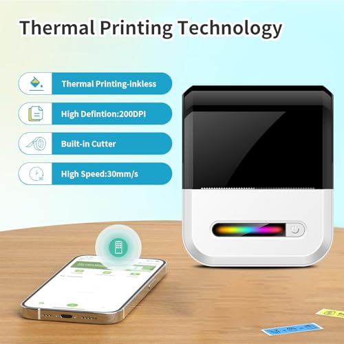 U1 Label Maker Machine,Portable Thermal Label Printer,Mini Bluetooth Inkless Label Stickers Makers for Home Storage School Business Office,Labeler Compatible with iOS & Android(White) - color: White-U1