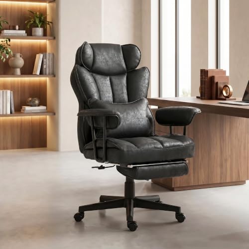 HOMCOM Massage Executive Office Chair 6 Vibration Points 400LBS Black - color: Black