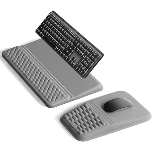 Vaydeer Keyboard Stand and Mouse Pad Set, Soft Memory Foam Wrist Rest - color: Gray, style: No Storage Slot