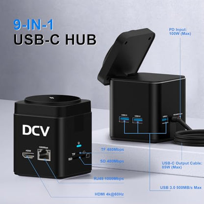 USB C Laptop Docking Station, 9 in 1 Hub with MagSafe Charger Stand, Black - color: Black