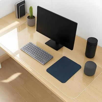 Transparent 14x10in Small Office Desk Blotter Mat Clear Plastic Table Protector Cover Pad PVC Topper Surface Proection Mat Pad Anti Scratch Table Mat Waterproof Easy Clean，1.5 mm - color: 1.5mm Desk Pad Mat, size: 14x10in