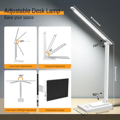Rechargeable LED Desk Lamp, 5 Color Modes with 5 Brightness - color: White