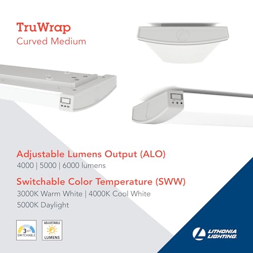 Lithonia Lighting 4' Wraparound LED Shop Light, Adj Brightness, 3-in-1 CCT - size: Medium, style: Curved