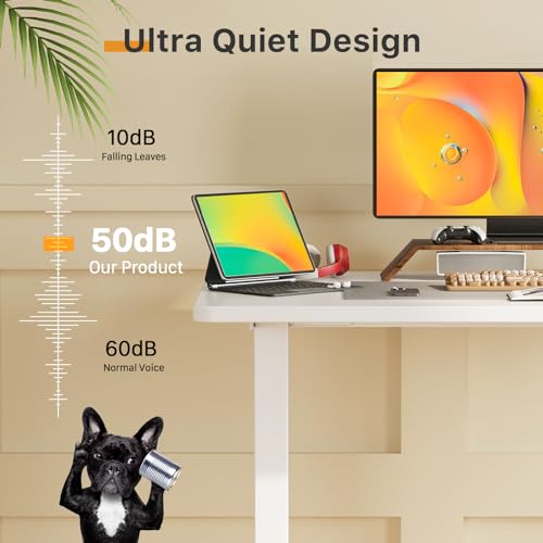 JOY worker Small Electric Standing Desk, 40" Whole Piece Height Adjustable - color: White, size: 40" * 20"