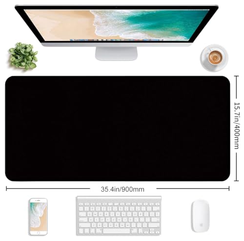 Large Black Computer Mouse Pad, Office Non Slip Gaming Desktop Keyboard Pad | Large Extended Mouse Pad; Full Desk Coverage; Waterproof Coating; Stable Anti-Slide Base For Gaming, Office, Study Daily Use - color: Black