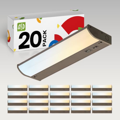 ASD 20 Pack LED Under Cabinet Lighting, 12 inch 5W 325 LM, Dimmable Hardwired Under Cabinet Lights for Kitchen, 3000K/4000K/5000K, Under Counter Light Fixtures, ETL, Bronze, Bullnose Design - color: 12 Inch Bronze, size: 20 Pack