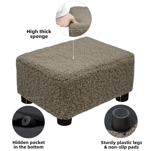 CAROLMADE Small Foot Stool Ottoman Footstool with Legs Under Desk Footrest for Living Room Bedroom and Office, Soft Coffee - color: Soft Coffee, size: 11"d X 15.4"w X 8.3"h