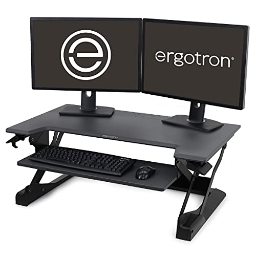 Ergotron – WorkFit-TL Standing Desk Converter, Dual Monitor Sit Stand Desk Riser for Tabletops – 37.5 Inch Width, Black - size: WorkFit-TL - 37.5 Inch Width