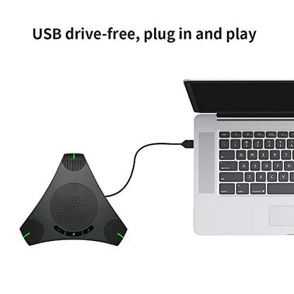 USB Conference Speakerphone with Omnidirectional 360 Microphone for 8-10 People, Intelligent DSP Noise Reduction for Video Meetings (Gray)