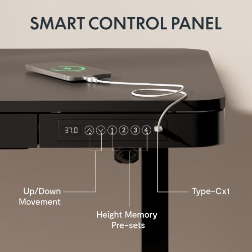 FLEXISPOT Comhar 48" Electric Standing Desk with Drawers, USB Charging Ports, Quick Assembly, Height Adjustable Sit Stand Computer Desk with Child Lock for Contemporary Home Office, Black - size: 48"Black