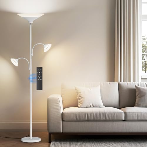 SIBRILLE 42W 3-Light Torchiere Floor Lamp, LED Tree Standing Lamp - color: White