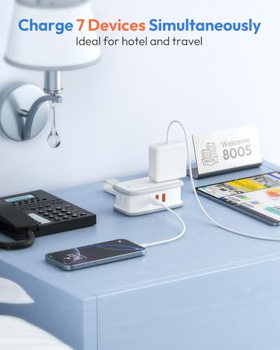 NTONPOWER 20W Travel Power Strip, Travel Essentials Cruise Approved Power Strip Non Surge Protector 4 Outlets 3 USB(1 USB-C) with 4FT Wrapped Extension Cord Flat Plug, Cruise Essentials 2026 - size: 1 Pack 4 Outlets 1 USB-C 2 USB-A, style: 20W-White