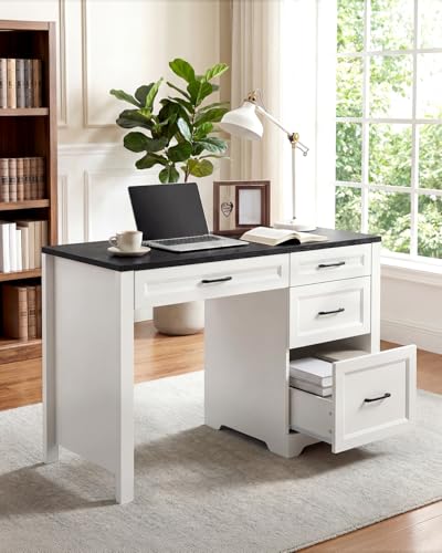 Garvee Black Farmhouse Executive Desk with File Cabinet & Storage Drawers, Space-Saving Small Home Office Desk for Bedroom - color: Black