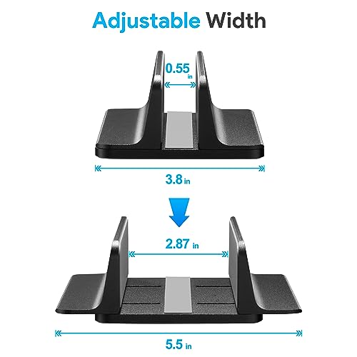 JARLINK Vertical Laptop Stand, Adjustable Aluminum Desktop Holder, Black - color: Black, size: 1-slot