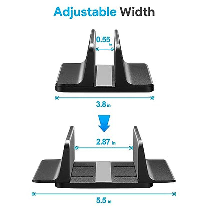 JARLINK Vertical Laptop Stand, Adjustable Aluminum Desktop Holder, Black (Pack of 2) - color: Black, size: 1-slot (Pack of 2)