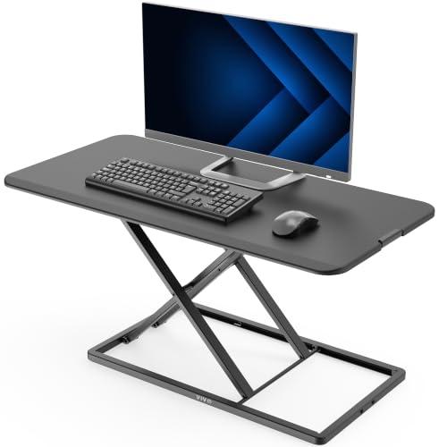 VIVO Black 36 in Single Top Standing Desk Converter, DESK-V036U - color: Black, size: 36"