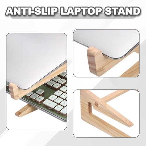 PATIKIL Wooden Laptop Stand 1Pack Dual-Use Laptop Stand Vertical for 10-15 - size: 10-15 Inch