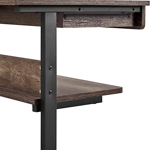 Yaheetech Tiny Mobile Computer Desk,3-Tier Rolling Cart Drawer,Taupe Wood - color: Taupe Wood