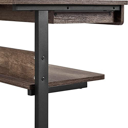 Yaheetech Tiny Mobile Computer Desk,3-Tier Rolling Cart Drawer,Taupe Wood - color: Taupe Wood