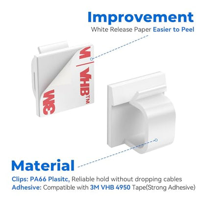 50Pack Adhesive Cable Clips, Wire Holders for Desk Wall Car, White - color: White, size: 50Pack