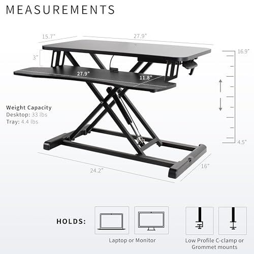 VIVO Black 28 in Standing Desk Converter, DESK-V028KB - color: Black, size: 28"