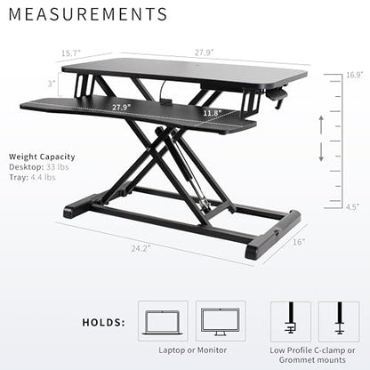 VIVO Black 28 in Standing Desk Converter, DESK-V028KB - color: Black, size: 28"