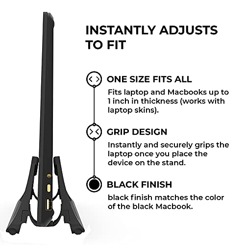 HumanCentric Vertical Laptop Stand for Desks in Matte Black, Upright Adjustable Holder to Dock Apple MacBook Stand, and Other Laptops to Organize Work & Home Office, Automatic Grip - color: Black