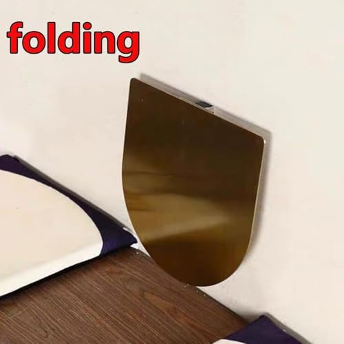 Small Wall-Mounted Table, Semi-Circle Folding Wall Desk 12" 14" 16" Stainless Steel Fold Down Floating Desk for Small Spaces(Gold,30cm/12in) - color: Gold, size: 30cm/12in