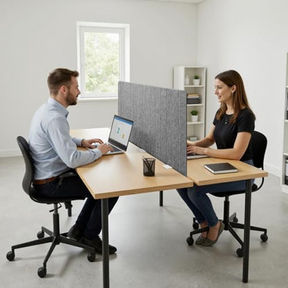 48" Desktop Privacy Screen - Sound Absorbing Felt Panel, Clamp-On Foldable Office Divider for Desk, Dark Grey - color: Dark Grey