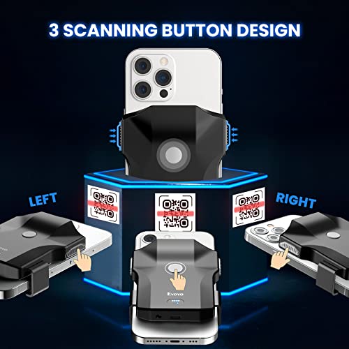 Eyoyo Bluetooth QR Code Scanner 2D Wireless Back Clip Phone Barcode Scanner | Battery Level Indicator, Compatible with 4.7"-7.2" Android Phone, iPhone, UPC USB Bar Code Reader for Book Library Inventory
