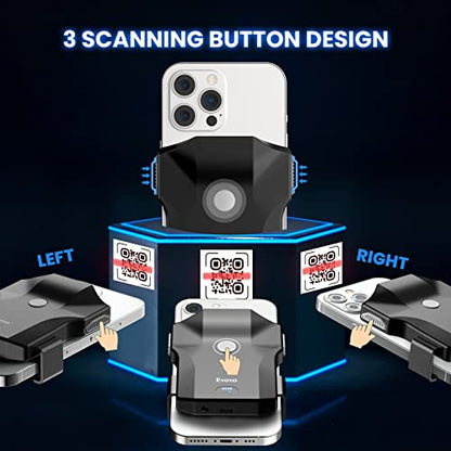 Eyoyo Bluetooth QR Code Scanner 2D Wireless Back Clip Phone Barcode Scanner | Battery Level Indicator, Compatible with 4.7"-7.2" Android Phone, iPhone, UPC USB Bar Code Reader for Book Library Inventory