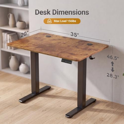 Claiks Electric Small Standing Desk, 35x20 Inch, Rustic Brown - color: Rustic Brown, size: 35 Inch