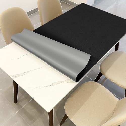 Warmstar Leather Table Cover 20 x36 Inch, 1.8MM Thick PVC Table Protector Waterproof, Desk Cover Protector Non-Slip Table Pad for Kitchen, Dresser, Gaming Desk,Dining Room Table - color: Black, size: 20x36Inch