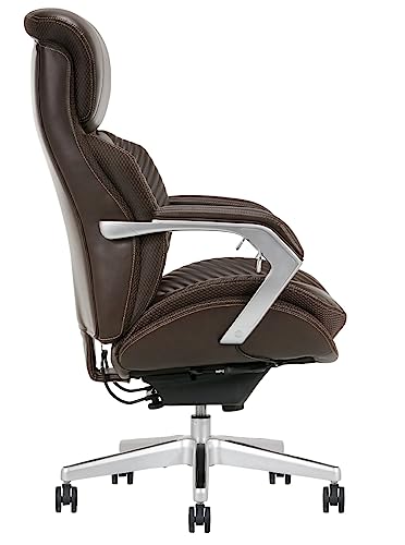iComfort i6000 Series Big & Tall Ergonomic Bonded Leather High-Back Executive Chair, Brown/Silver
