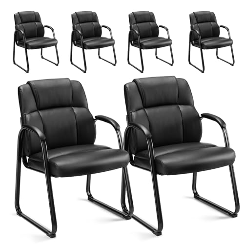 DUMOS Office Desk Guest Chair Set of 6, Leather Waiting Room Chairs with Padded Arms for Elderly Home Reception Area Conference Room Lobby Side breakroom - size: Set of 6
