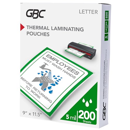 GBC Laminating Sheets, Thermal Laminator Pouches, 5 Mil, Fits Letter Size Paper 9 x 11.5 Inch, 200 Count (WSM305200) - size: 200 Count (Pack of 1), style: Thermal