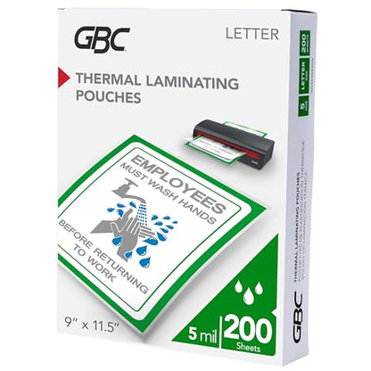 GBC Laminating Sheets, Thermal Laminator Pouches, 5 Mil, Fits Letter Size Paper 9 x 11.5 Inch, 200 Count (WSM305200) - size: 200 Count (Pack of 1), style: Thermal