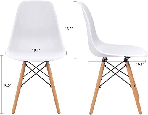 Furmax Modern Style Dining Chair Mid Century Modern DSW Chair, Shell Lounge Plastic Chair for Kitchen, Dining, Bedroom, Living Room Side Chairs Set of 4(White) - color: White