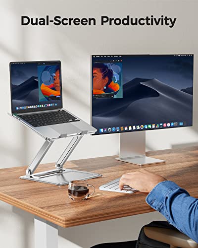 LORYERGO Adjustable Laptop Stand, Portable for 17.3inch Laptops, Holds Up to 17.6lbs, Ergonomic Posture & Heat Dissipation - color: Sliver