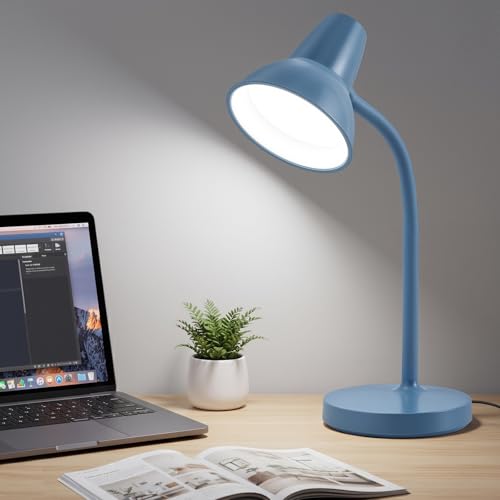 LED Desk Lamps for Home Office, Flexible Gooseneck Eye-Caring Study Lamps | Energy-Saving Desk Light, Anti-tip Heavy Duty Bedside Reading Light, Desk Lamps for College Dorm, Home Office, with 1.6m Cord - color: Blue
