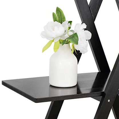 Nouva 4 Tier Ladder Bookshelf Storage Shelves, A Frame Wooden Ladder Open Display Shelves Floor Shlef Storage Furniture for Home Office Living Room Black