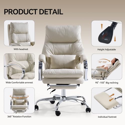 LEAGOO LE Office Chair with Footrest, Reclining Desk Chair for Home Office