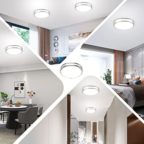 36W 3600lm Super Bright LED Light Fixtures, 2PACK Modern Flush Mount Ceiling Lights Daylight White 5000K, 13 Inch Dimmable Lamps for Kitchen Bathroom Hallway Bedroom, Brushed Nickle - color: Brushed Nickle-5000K-2, size: 13 inch