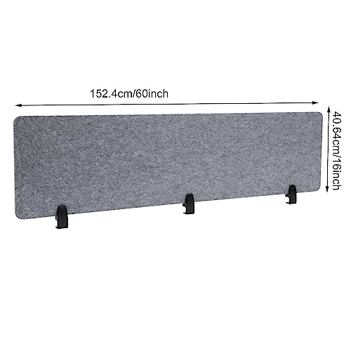 Noise Reducing Partition, Clamp-On Acoustic Desk Divider Mounted Privacy Panel 5.5 Lbs, Reduce Noise Visual Distractions, E1 Polyester Fiber 60" W*16”h*2 - color: Grey