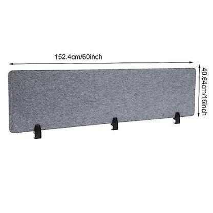 Noise Reducing Partition, Clamp-On Acoustic Desk Divider Mounted Privacy Panel 5.5 Lbs, Reduce Noise Visual Distractions, E1 Polyester Fiber 60" W*16”h*2 - color: Grey