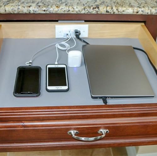 Low Profile Combo (1) USB-A (1) USB-C (2) 15 Amp in Drawer Docking Station Outlet Plugs with Retractable arm - size: (1) USB-A (1) USB-C, style: Low Profile